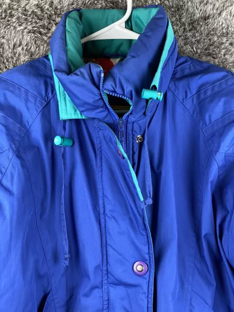 VTG IZZI SKI Puffer Jacket Coat Men Size Small Blue 80s Multi color ...