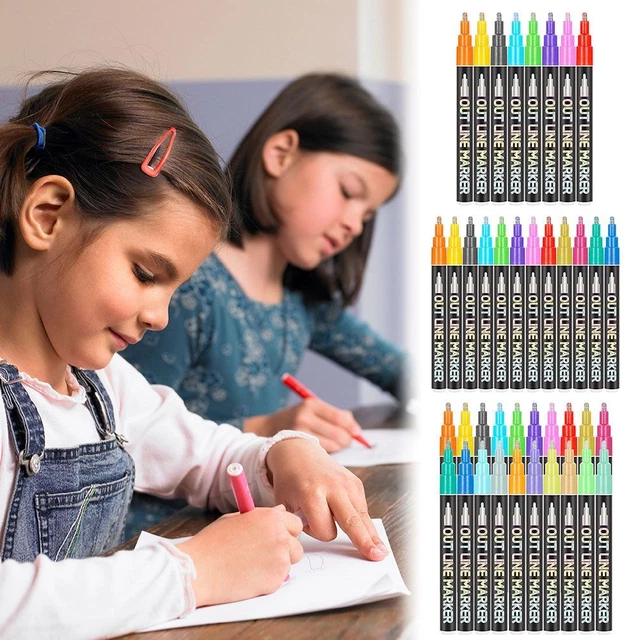bemalt Umriss stift Metallische Marker Doppel-Linien-Stift Highlighter Stift