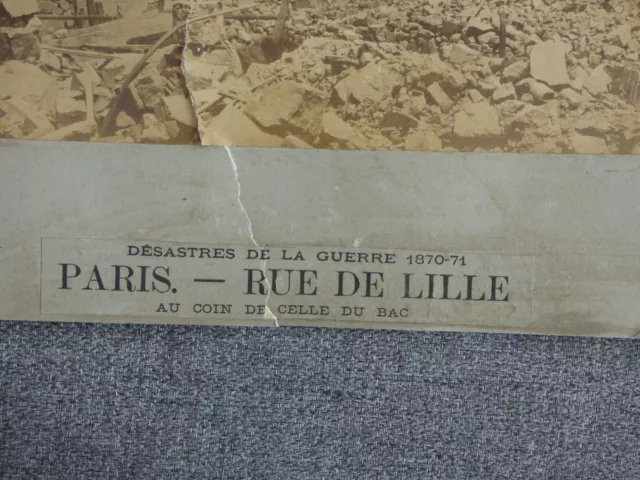 Ancienne Grande Photographie -Destruction Paris - Rue De Lille -  Guerre 1870 2