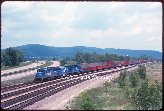 Conrail GP40-2/B36-7/GP40-2 Doublestack Southern Tier Action Original Kodachrome