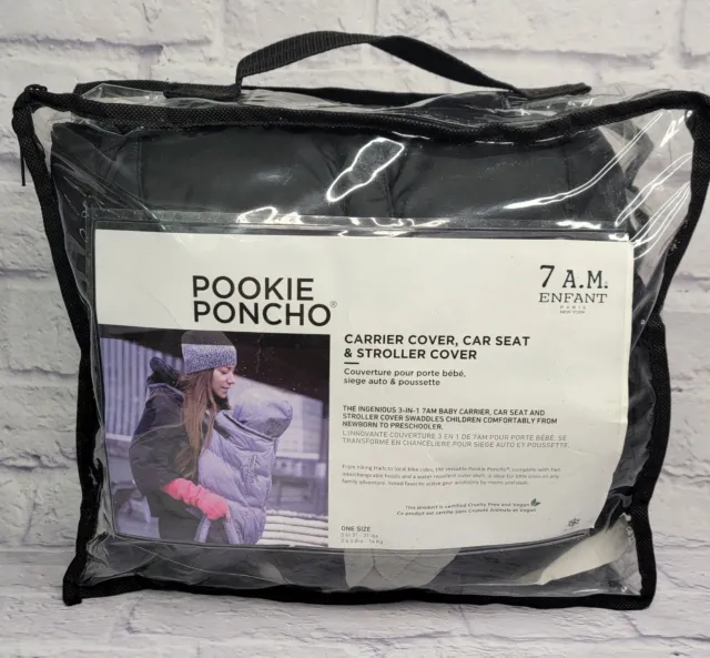 7AM Enfant Pookie Poncho Carrier Cover Car Seat Stroller Black Cocoon Poncho NEW