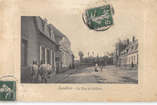 Cpa 62 Lumbres La Rue De La Gare