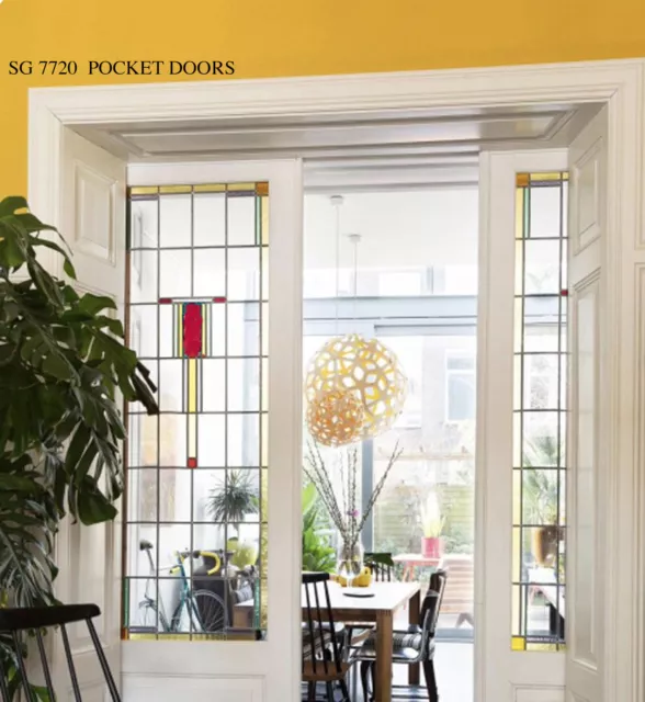 Beautiful Heritage Stained glass Pocket doors Frank L Wright Style