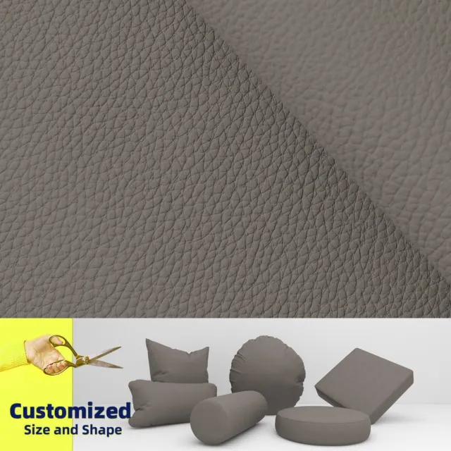 Pb006 Cushion Cover*Gray Tan*Faux Leather synthetic Litchi Skin Sofa Seat 3D Box