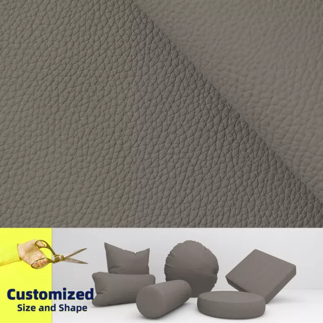 Pb006 Cushion Cover*Gray Tan*Faux Leather synthetic Litchi Skin Sofa Seat 3D Box