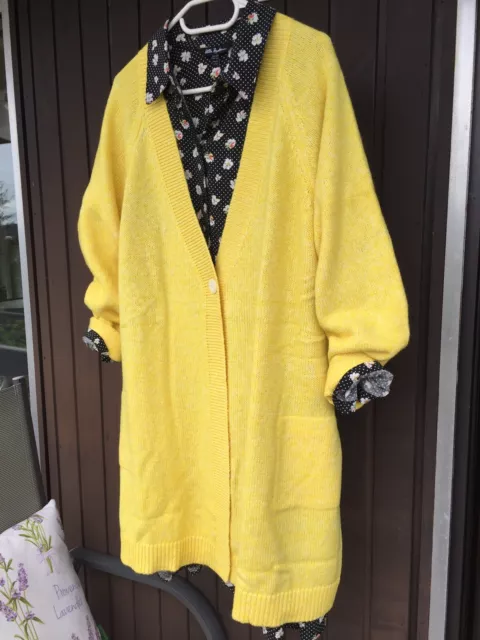 NEU Ulla Popken Cardigan Strickjacke Long-Strickjacke sonnengelb-mel.  Gr. 46/48