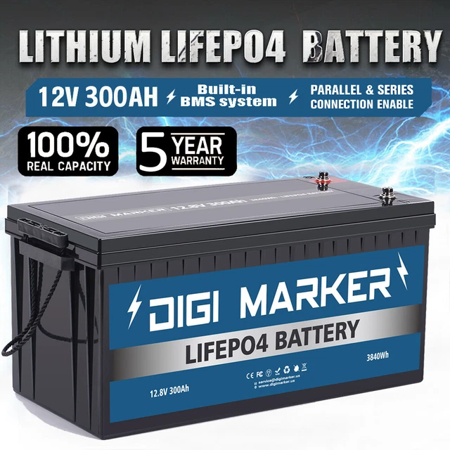 300AH 12 VOLT Lithium Iron Battery LiFePO4 Deep Cycle Rechargeable For ...