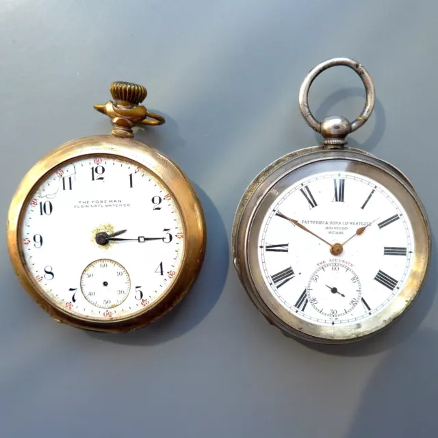 Per Hobbisti: 2 Difettati Orologi Tasca: 1 Inglese V.1911 E 1 Elgin V.1905