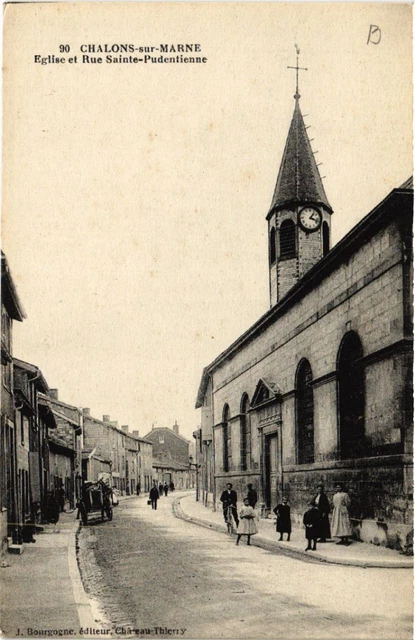 CPA AK CHALONS-sur-MARNE Church and Rue Ste-Pudentienne (491632)