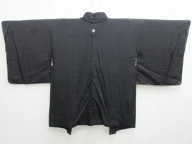 7844L3 Silk Vintage Japanese Kimono Haori Jacket Sayagata Chrysanthemum