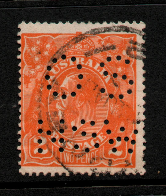 USED PERFIN 2d " KING GEORGE V " AUSTRALIA 1913-36