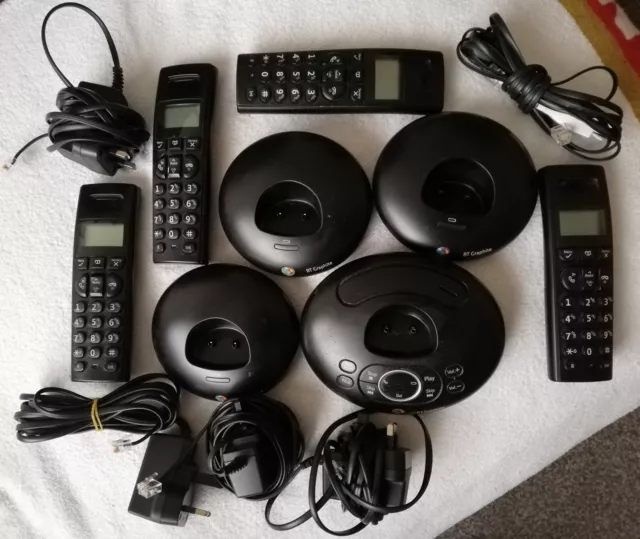 BT Graphite 1500 QUAD Cordless Landline Phone Plus Answer Machine (x4 handsets)