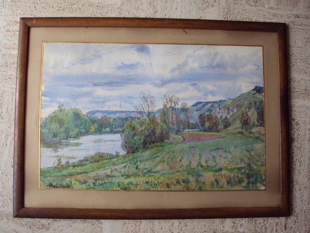 Tableau Ancien Signé - Peinture à L'huile Paysage Encadrée - Décoration Vintage