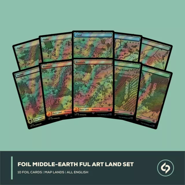 MTG |  LOTR Middle-Earth Land Full Art Set | 10 CARDS | NM | EN | FOIL