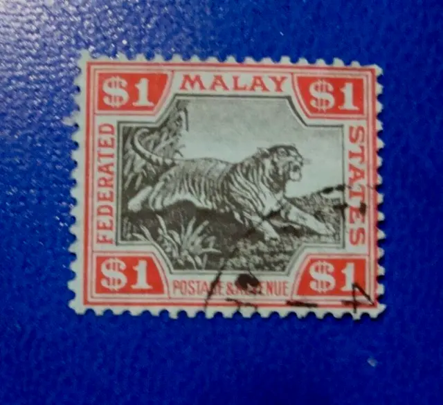 MALAYA   Federated Malay States  Tiger  1922   SG 77     $1  red & black   used