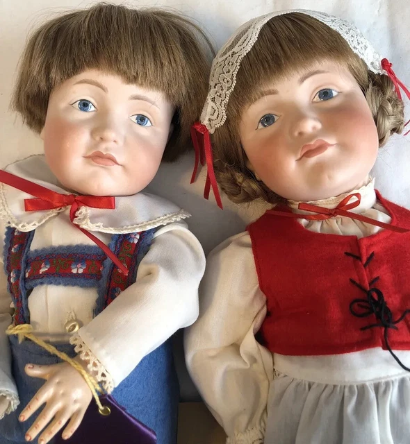 Antique Style Vintage Reproduction K*R 114 Boy & Girl Doll Head 1980