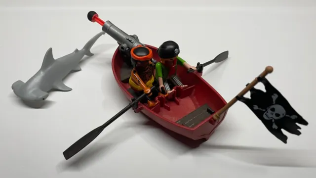 Playmobil 5137 Piraten Ruderboot mit Hammerhai mit Anleitung