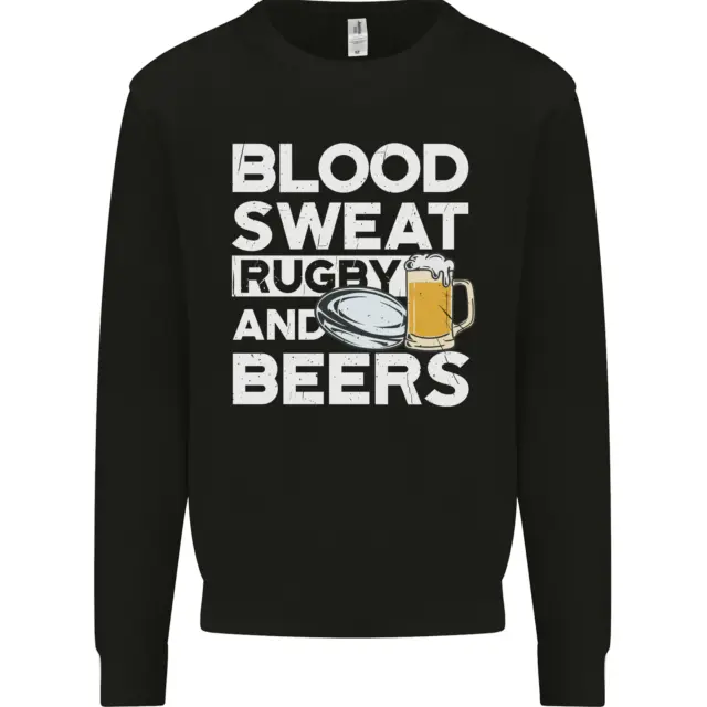 Blood Sweat Rugby E Birre Divertente Felpa da Uomo Maglione