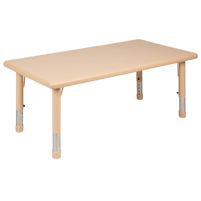 24"W X 48"L Rectangular Natural Plastic Height Adjustable Activity Table Set