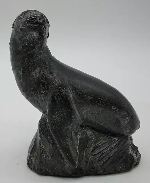 Wolf Sculptures Seal Soapstone Carved Figurine MCM Vintage Art Figure Canada
