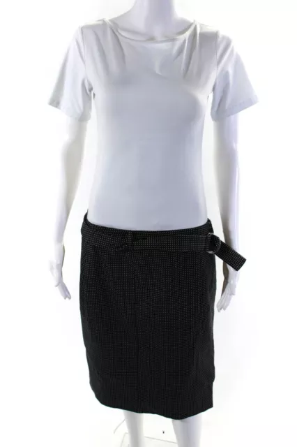 Boss Hugo Boss Womens Knee Length Belted Polka Dot Pencil Skirt Black Size 10