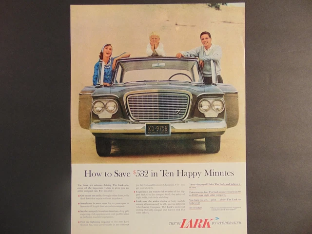 1961 LARK BY STUDERBAKER Save Money Be Happy  vintage art print ad