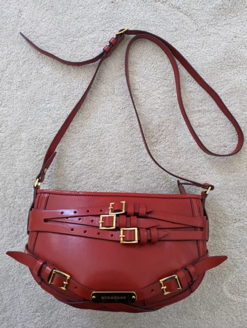 Burberry 'Bridle' Women's Red Calfskin Leather Shoulder Bag Crossbody Bag