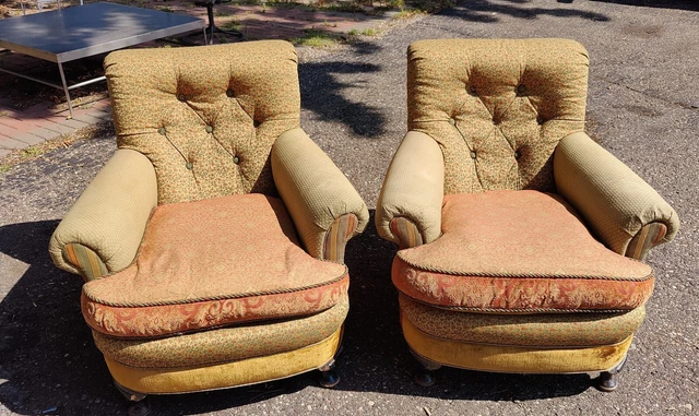 EJ VICTOR Carol Hicks Bolton Reading Overstuffed Arm Chairs (pair)