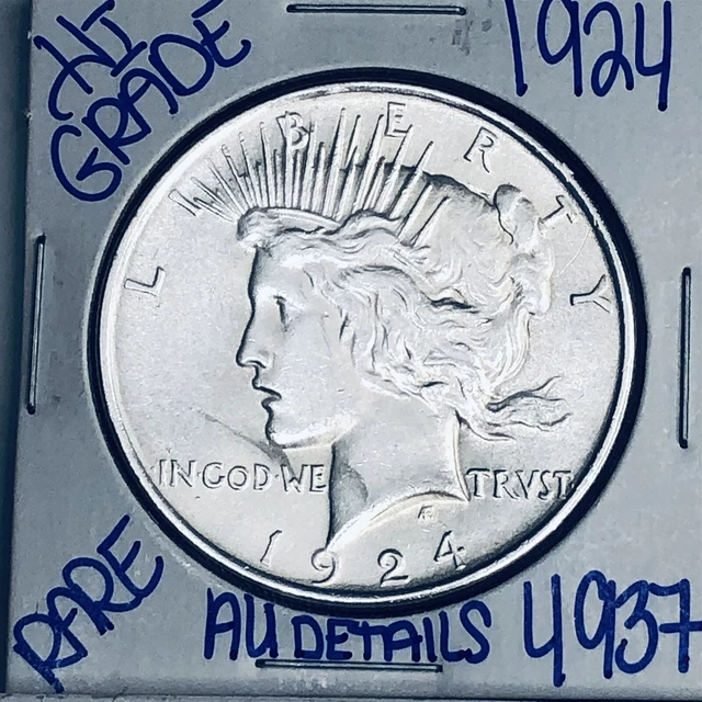 1924 Silver Peace Dollar High Grade Coin U.s. Mint Free Shipping 4937