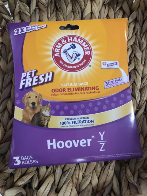 Arm & Hammer Hoover Y&Z Pet Fresh Filtration Allergen Vacuum Bags - 3 Pack  NEW