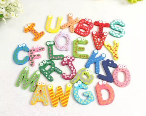 Funky Fun Colourful Wooden Magnetic Numbers Alphabet Letters Fridge Magnet Toy 2