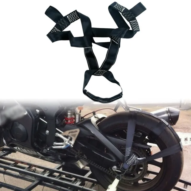 Motorcycle Tyre Down Ratchet Tie Belt Fix Transport Strap Motorbike Trailer UK