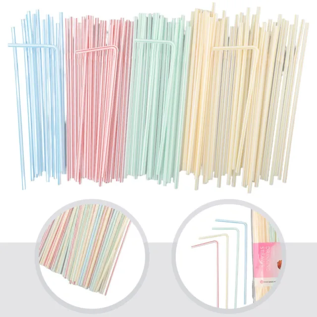 Pack de 100 500 pailles de f��te flexibles en plastique assorties de couleurs