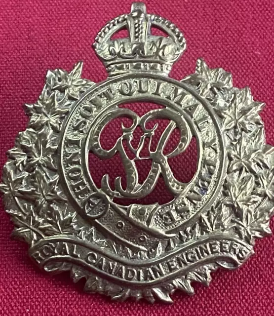 Royal Canadian Engineers Army Cap Badge - GviR- Vented version - Brass - KC