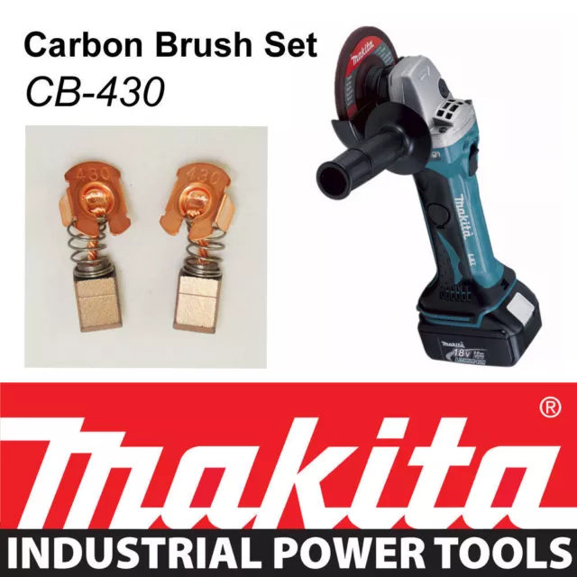 Makita 18V Angle Grinder DGA452 BGA452 BGA452Z CARBON BRUSH SET  191971-3 CB430