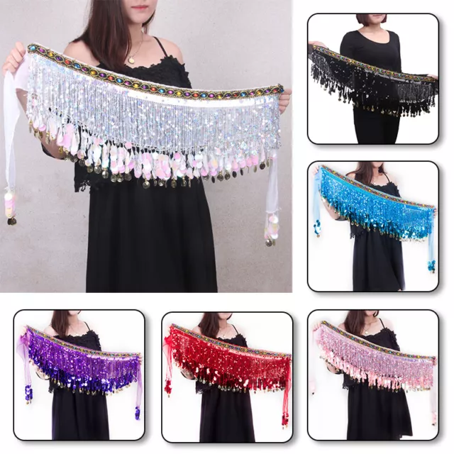 Belly Dance Hip Scarf Dancing Coins Sequin Women Waist Chain Skirt Belt Wrap