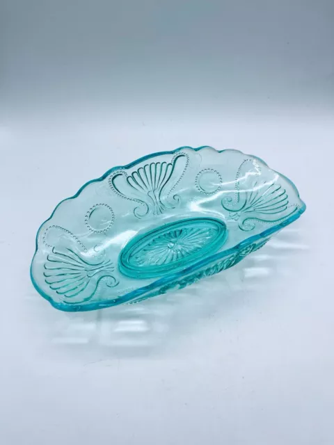 Jefferson Glass Opalescent Blue Fan Dish EAPG