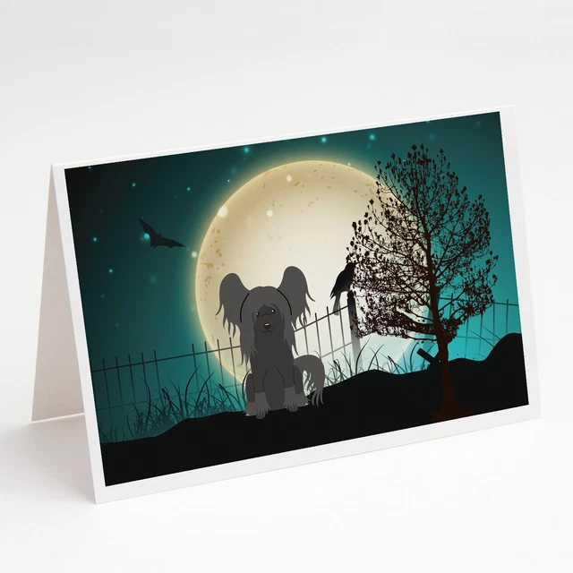 Halloween Scary Chinese Crested Black Cards and Envelopes Pack of 8 BB2302GCA7P