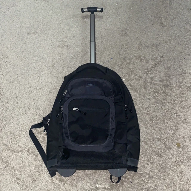 REI Wheeled Backpack 20” Rolling Carry On Luggage Brown Black Padded