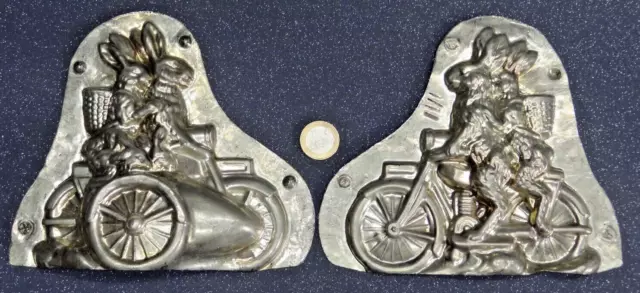 Schokoladenform Hase Osterhase Motorrad Gespann Giess-Hohl-Form chocolate mold