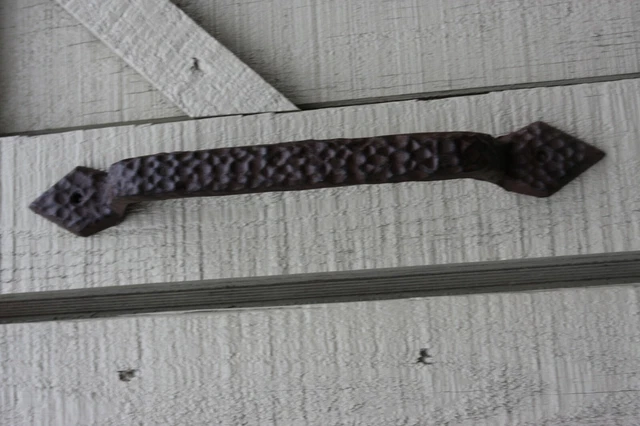 Rustic Farmhouse Large Door Handle Pull 12 1/4", Hammered design cast iron HW-81 9
