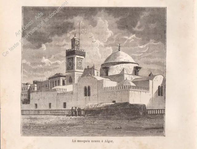 ALGERIE / ALGERIA Vue de la Mosquée Neuve à Alger Gravure Engraving 1888