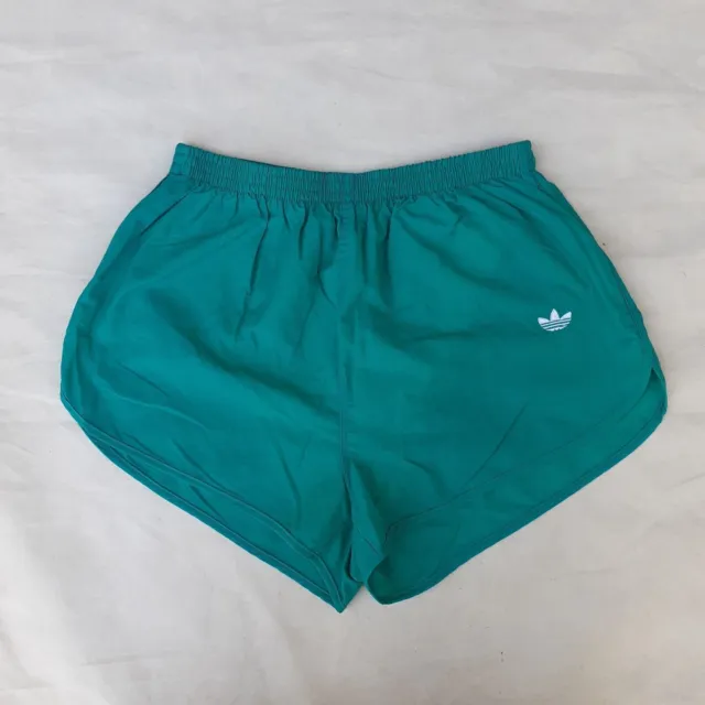 Vtg Adidas Trefoil Shorts Donna Extra Large Verde Made Spain Anni '80 Vita alta
