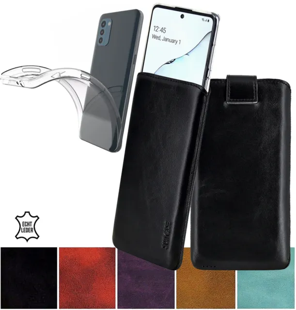 Suncase Hülle Tasche Echtledertasche Handy Etui + Silikon Case für Nokia G11