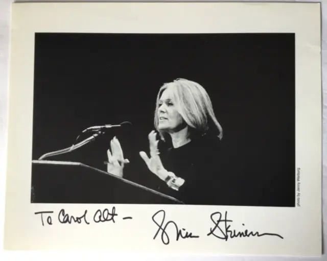 Gloria Steinem -Activist & Journalist-Signed & Inscribed 8" x 10" B/W Photograph