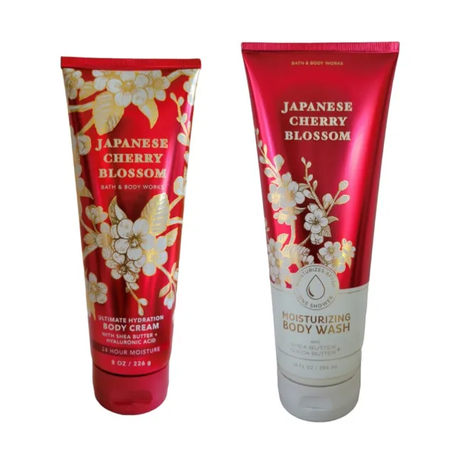 2 Bath & Body Works Aromatherapy Japanese Cherry Blossom Body Cream + Body Wash