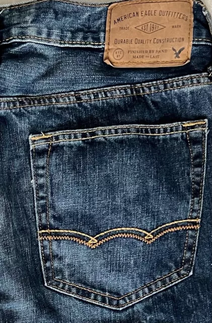 American Eagle Men's 100% Cotton Dark Blue Slim Straight Jeans : Size 33 X 30