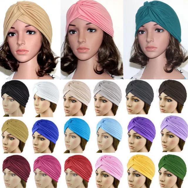 Women Knot Twist Turban Muslim Hat Bandanas Headband Wrap Chemo Hijab Indian Cap