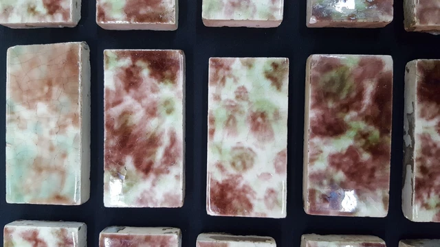 Lot of 45 Reclaimed Multi Colored 6" & 3" Ceramic Fireplace Tiles 3