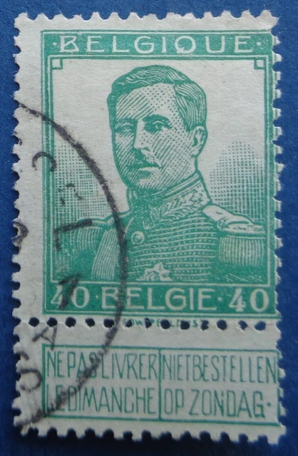 Belgique oblitéré, n°114, 40c vert, Albert 1er, 1912-1913